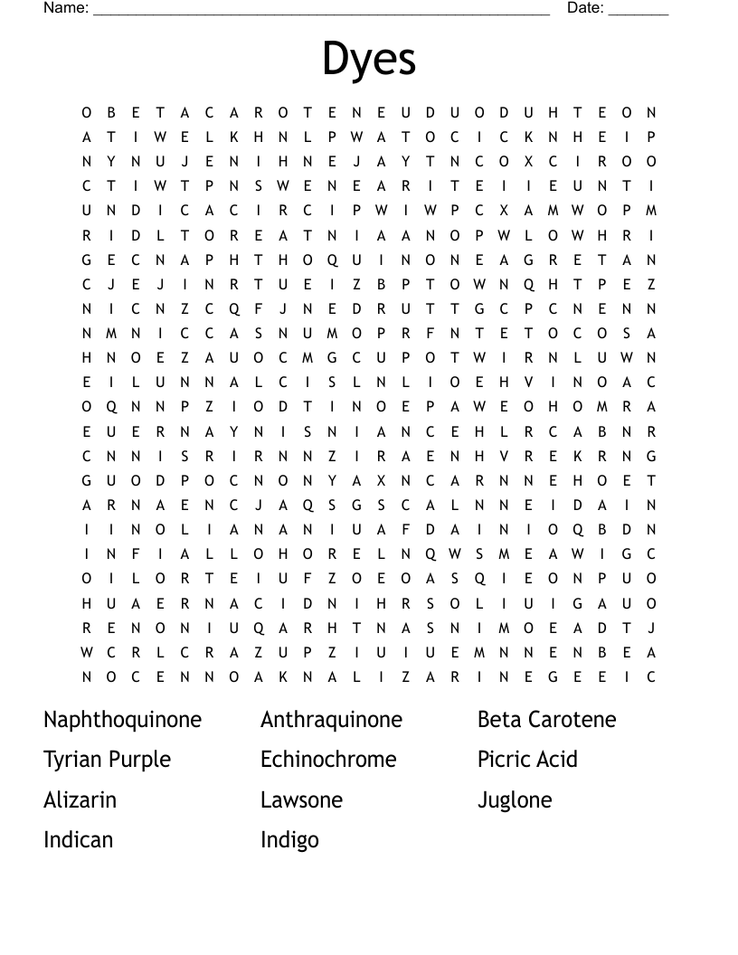 Dyes Word Search
