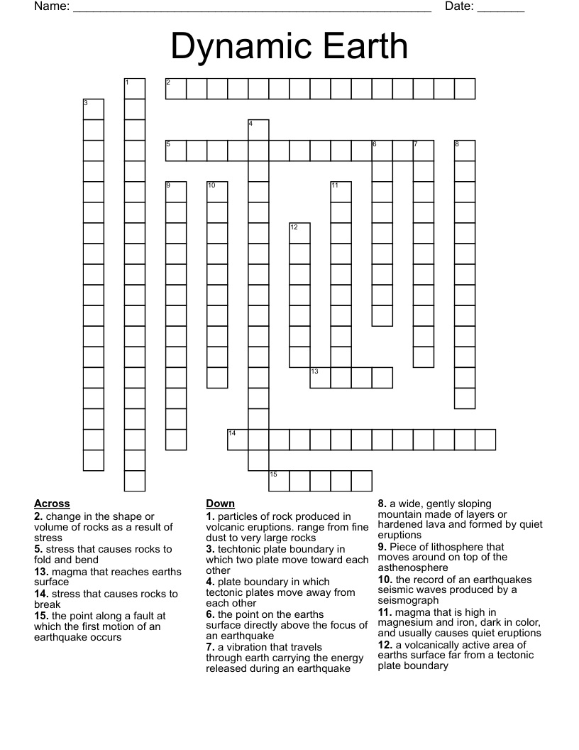 Dynamic Earth Crossword