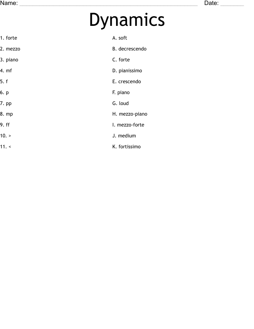 Dynamics Worksheet