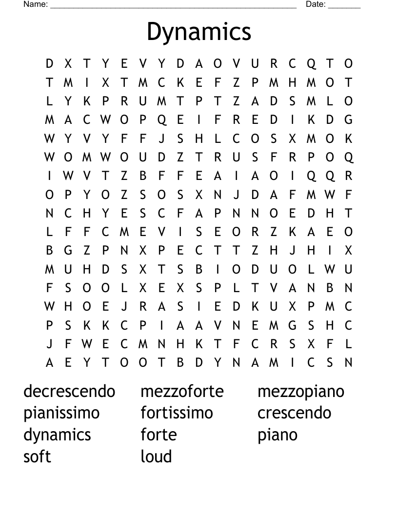 Dynamics Word Search