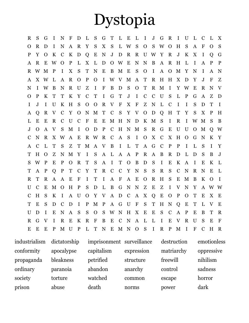 Dystopia Word Search