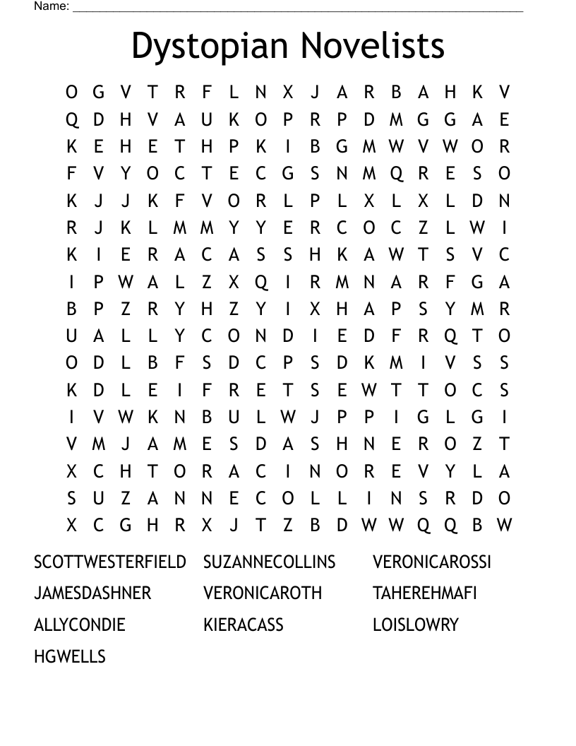 Dystopian Novelists Word Search
