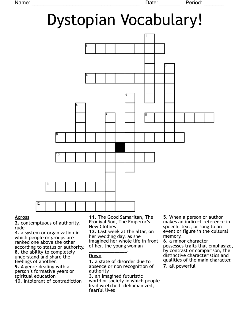 Dystopian Vocabulary! Crossword