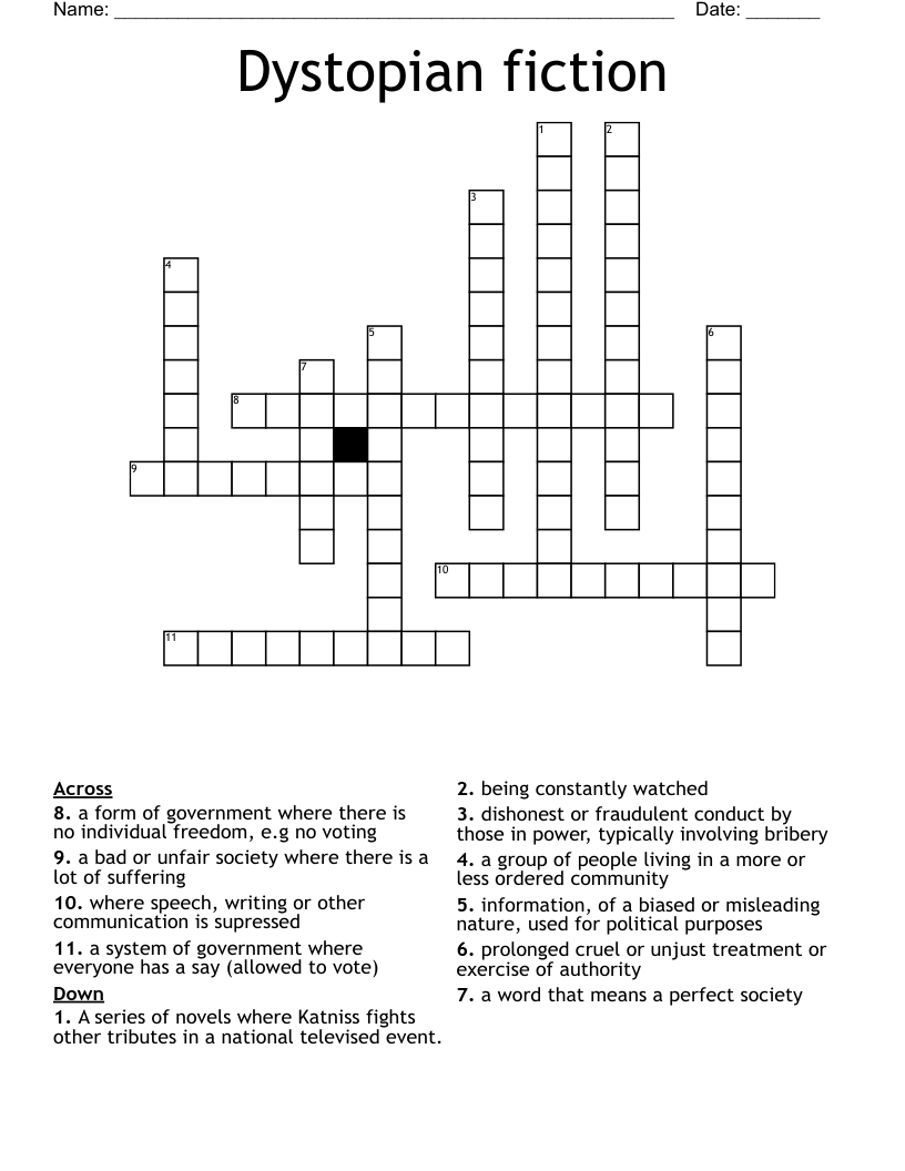 Dystopian fiction Crossword