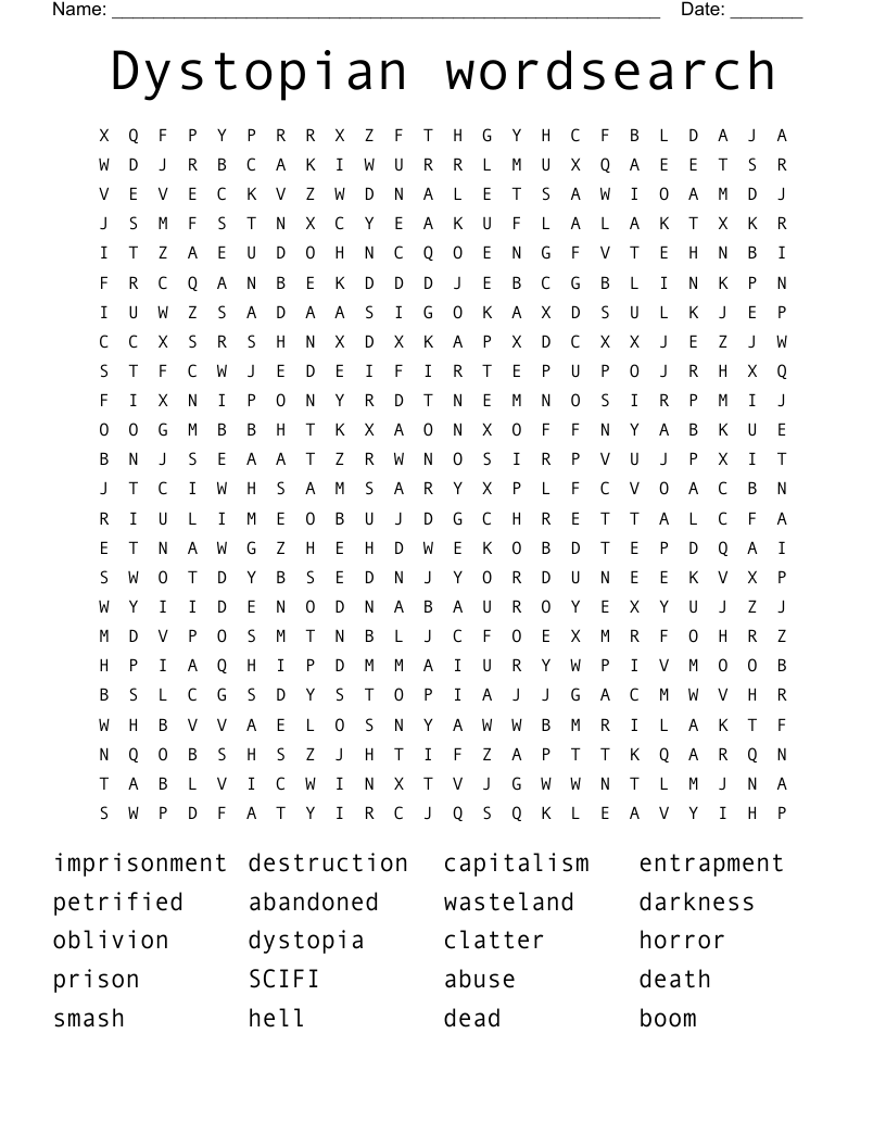 Dystopian wordsearch 