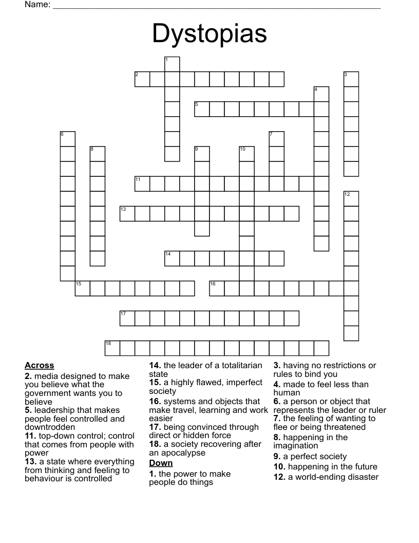 Dystopias Crossword