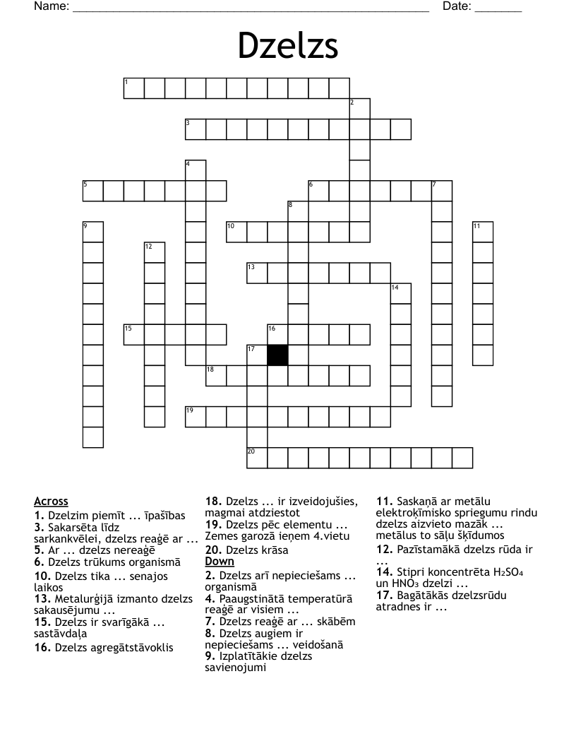 Dzelzs Crossword