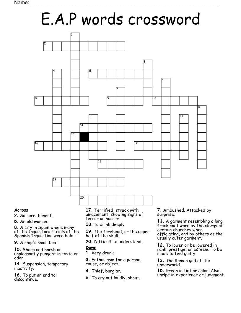 E.A.P words crossword