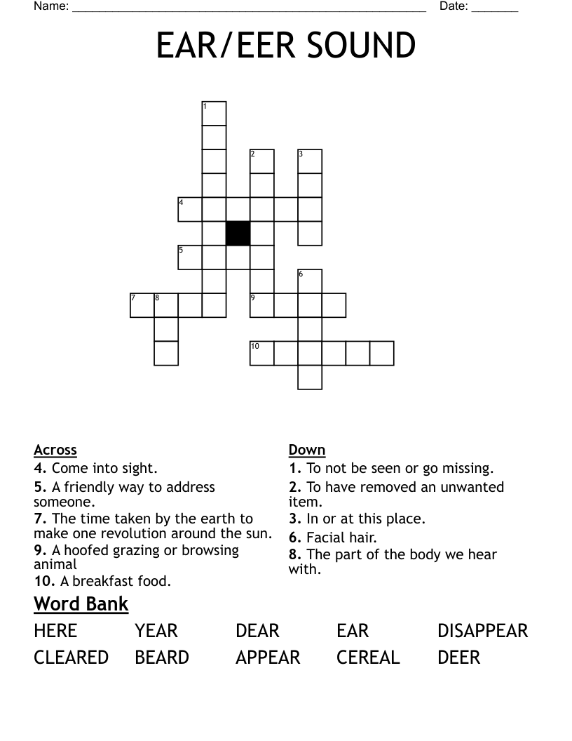 EAR/EER SOUND Crossword