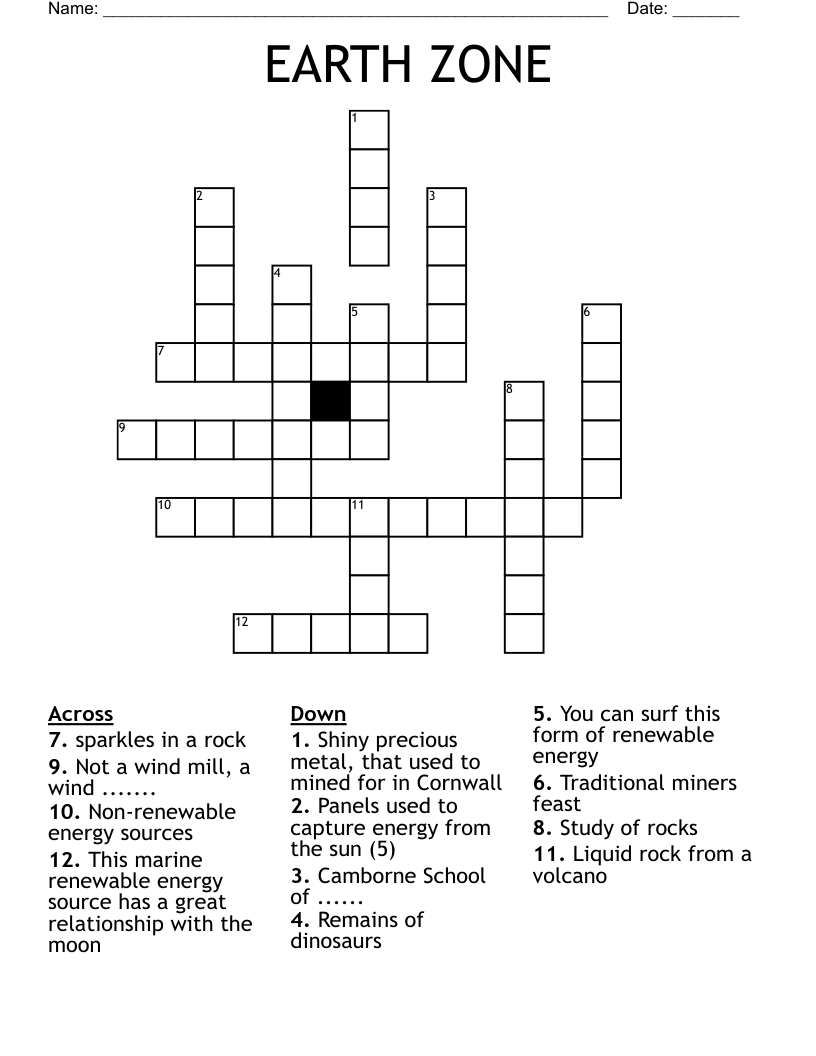 EARTH ZONE  Crossword