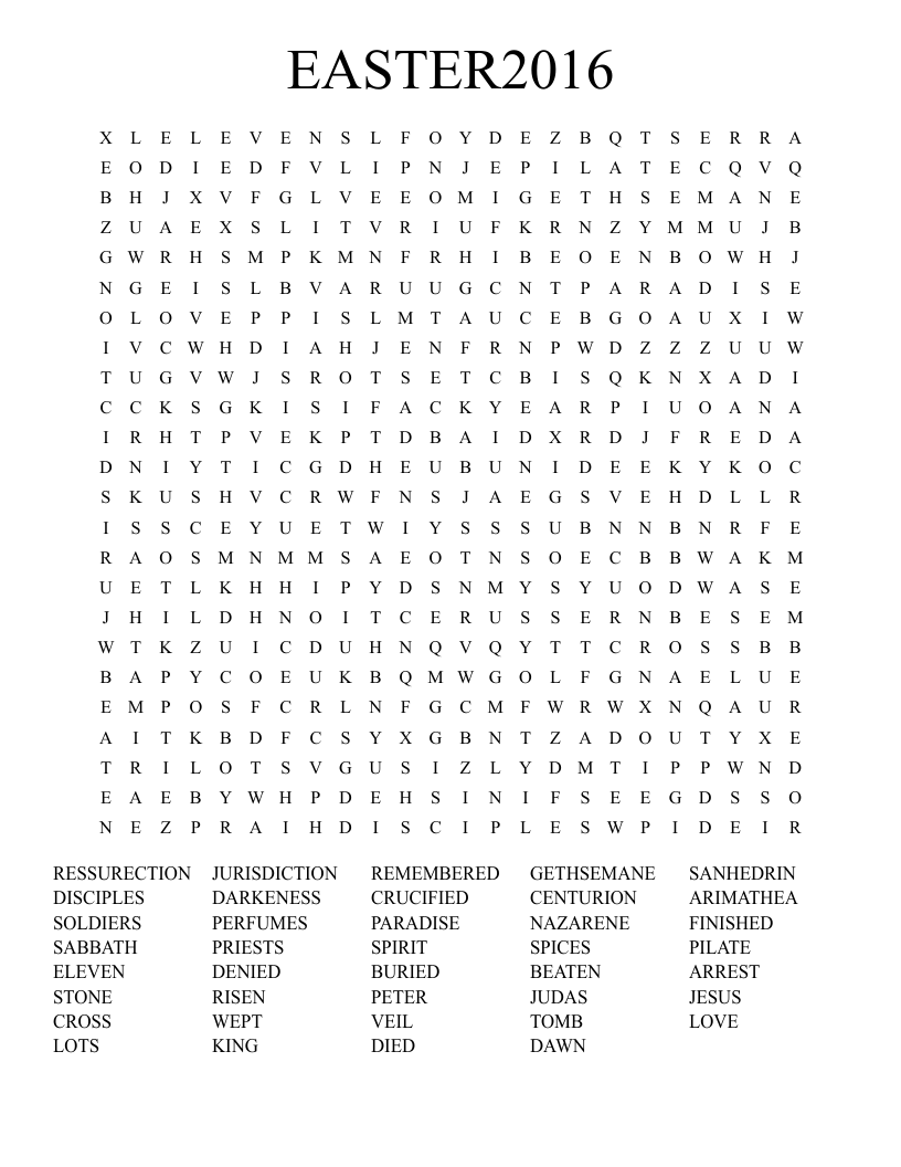 EASTER2016 Word Search