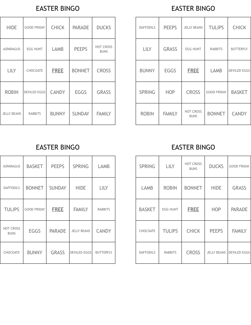 EASTER BINGO