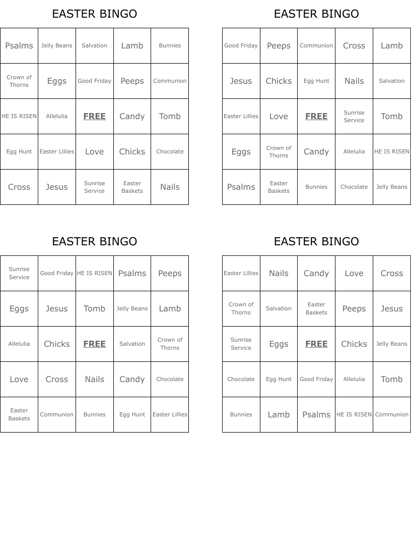 EASTER BINGO