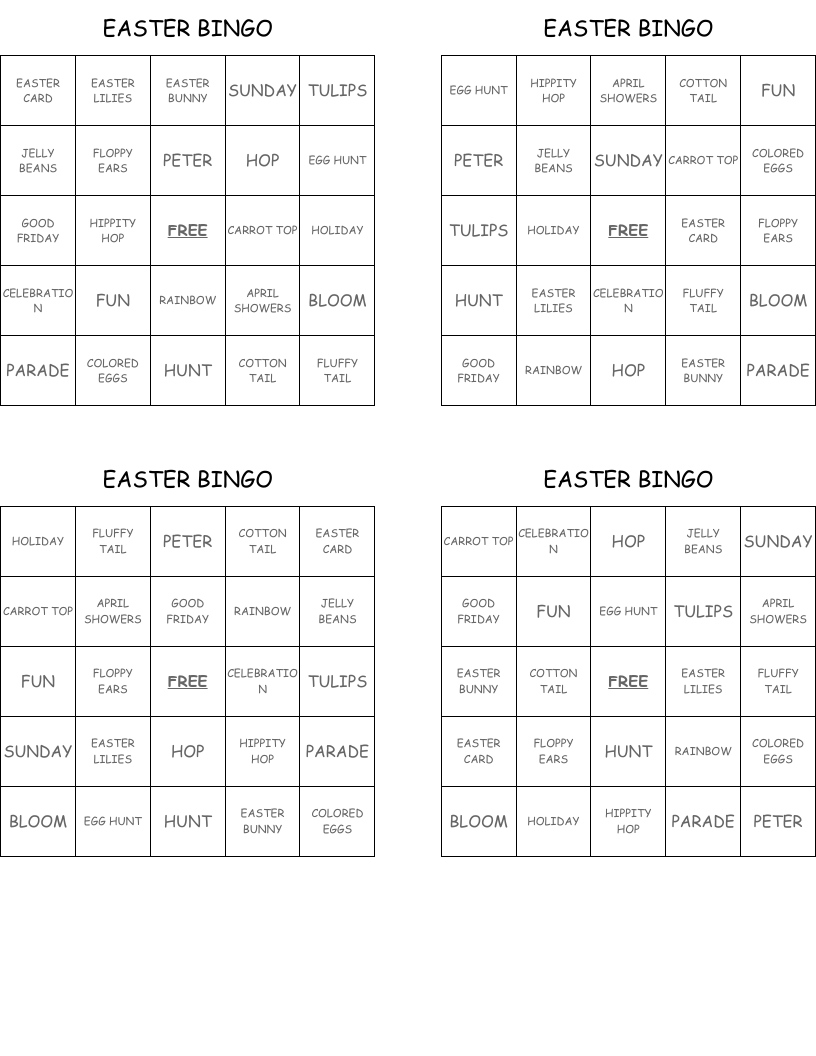 EASTER BINGO