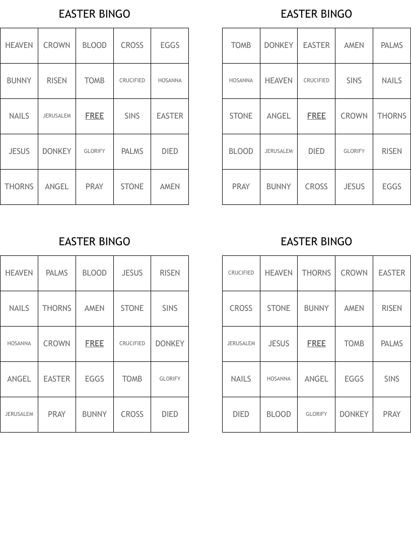 EASTER BINGO