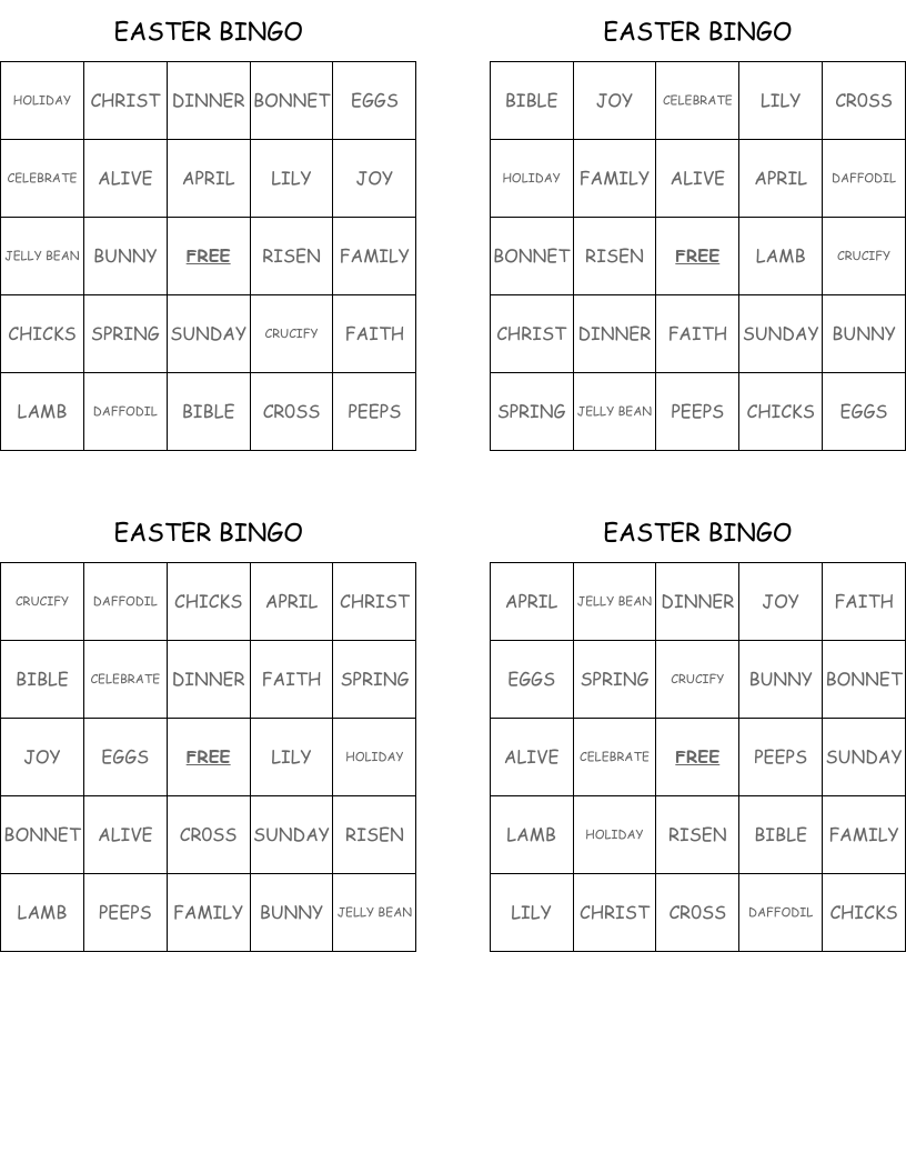 EASTER BINGO