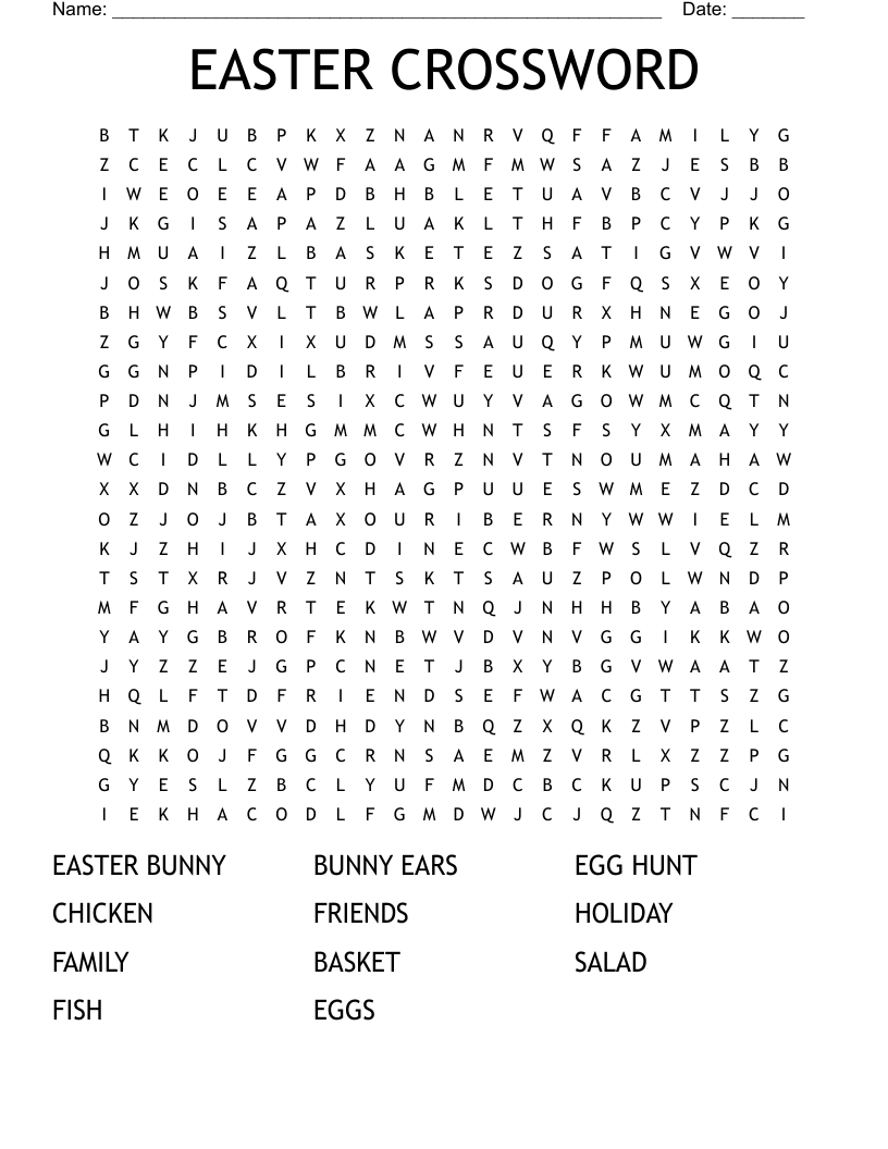 EASTER CROSSWORD Word Search