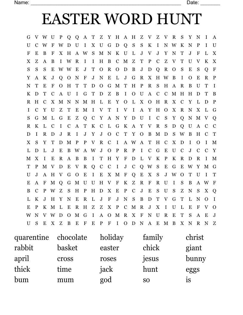 EASTER WORD HUNT  Word Search