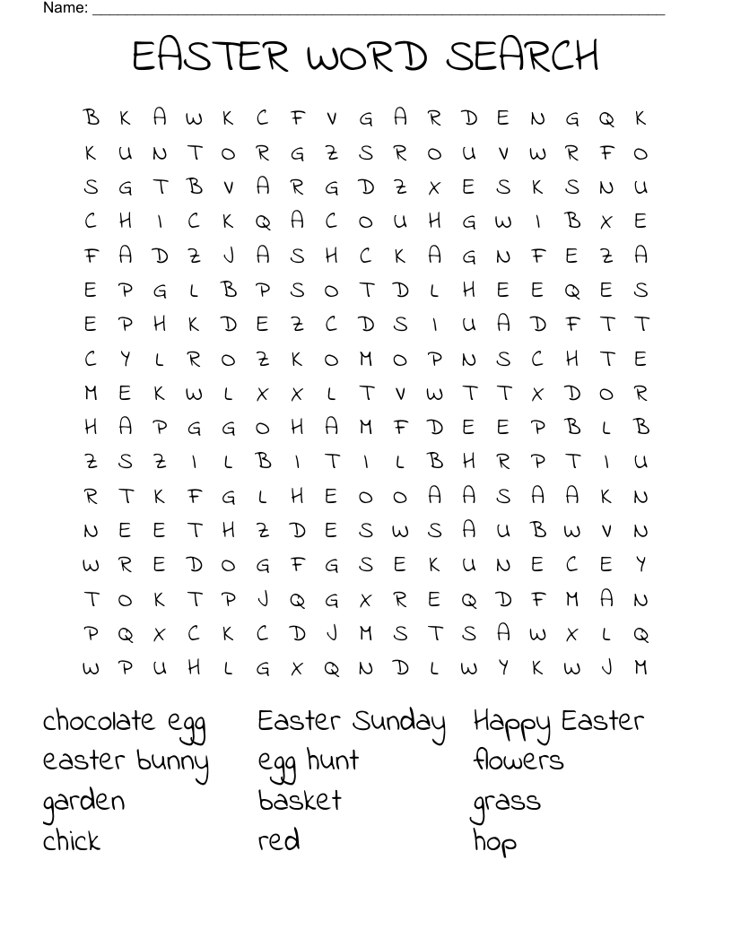 EASTER WORD SEARCH