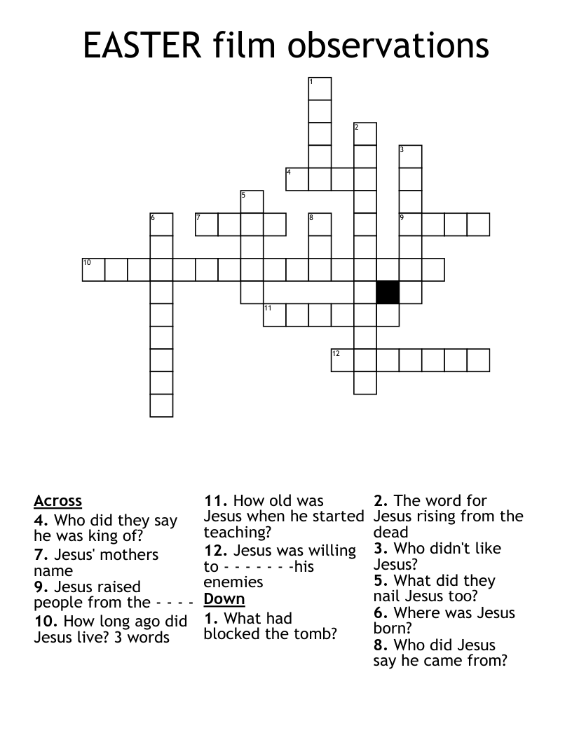 EASTER film observations Crossword