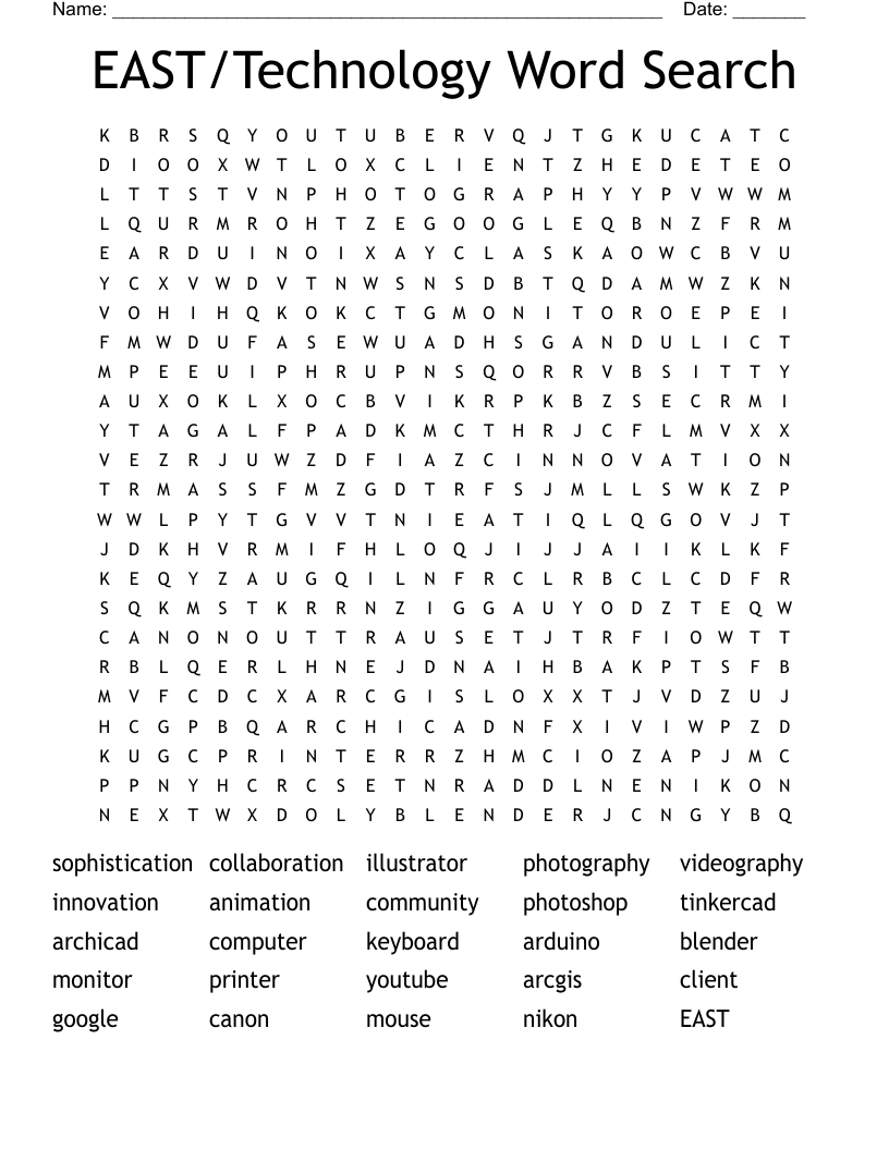 EAST/Technology Word Search