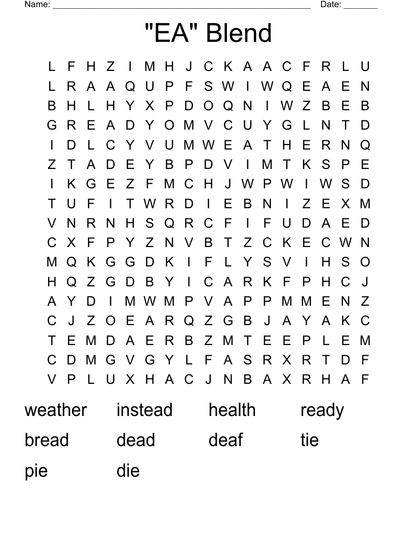 "EA" Blend Word Search