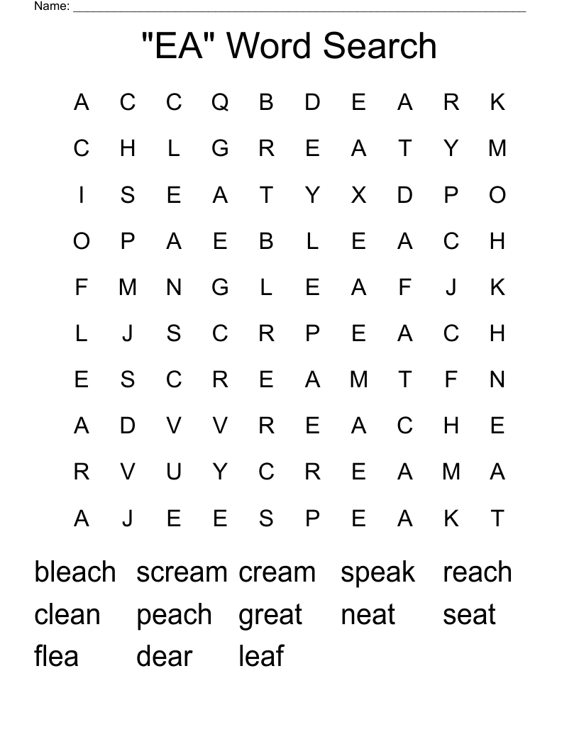 "EA" Word Search