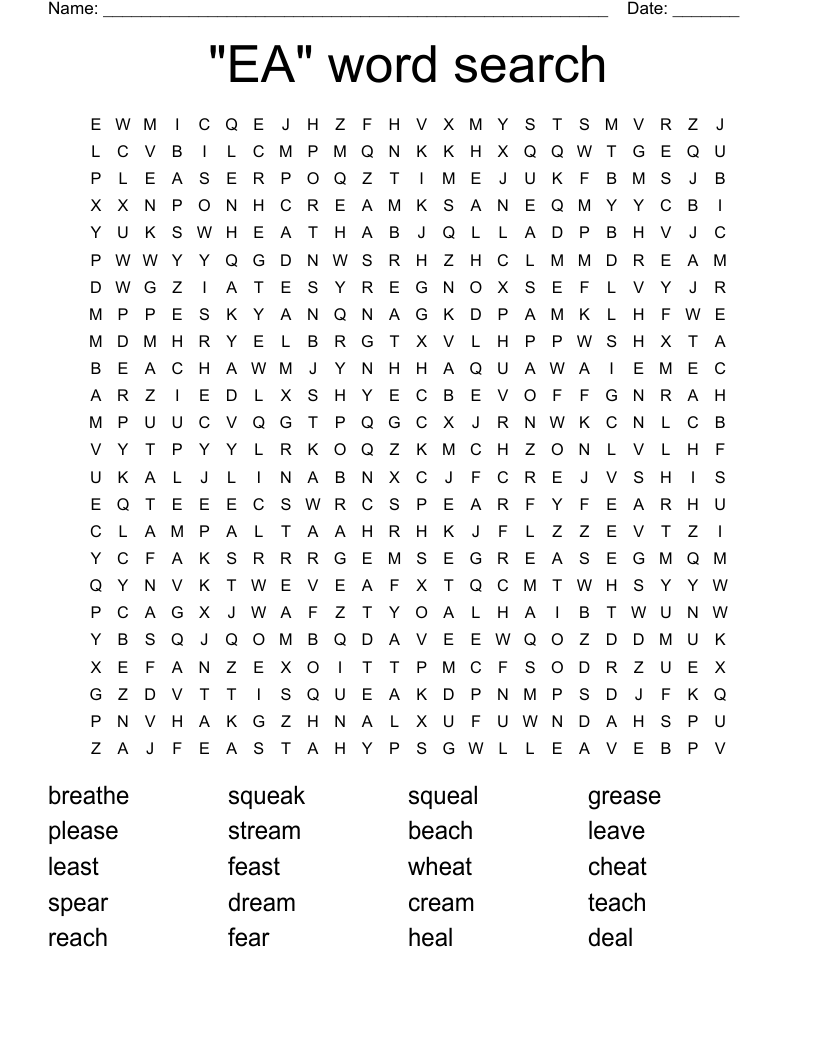 "EA" word search