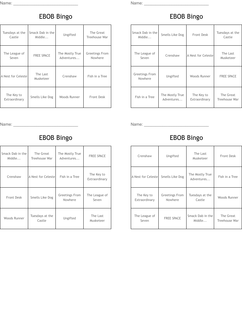 EBOB Bingo