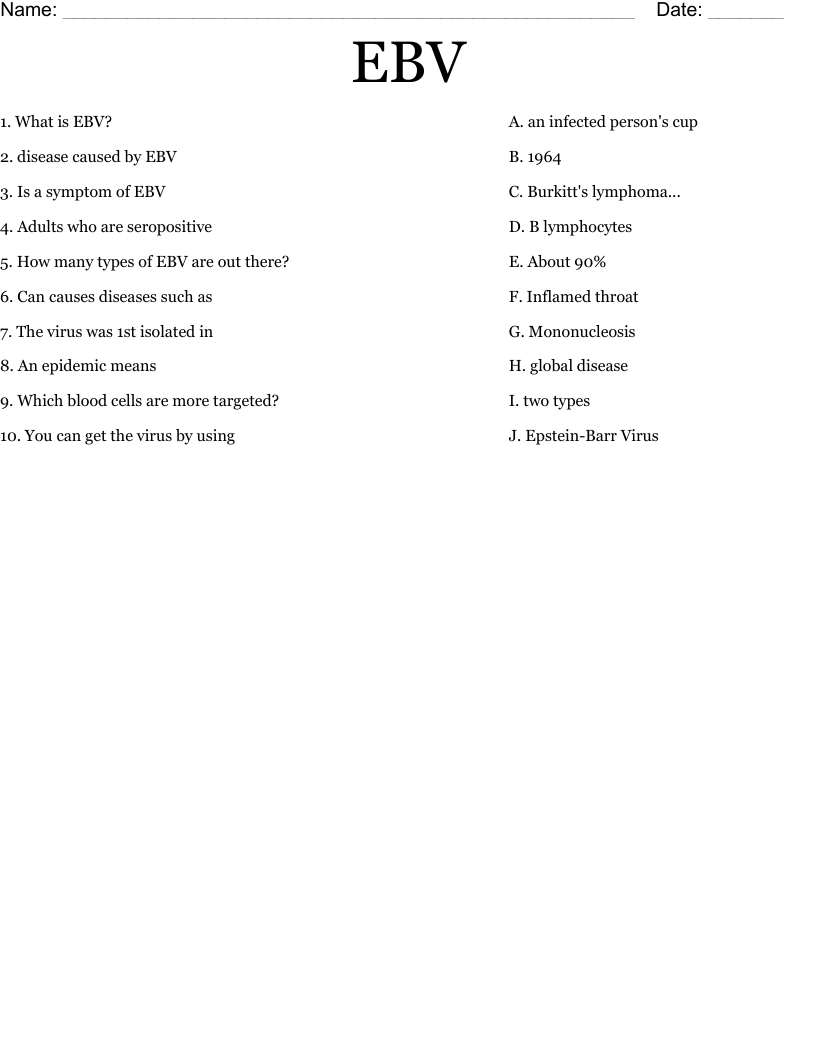 EBV Worksheet