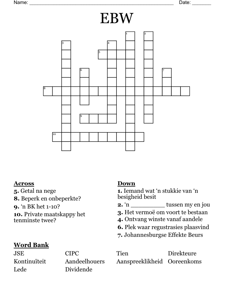 EBW Crossword