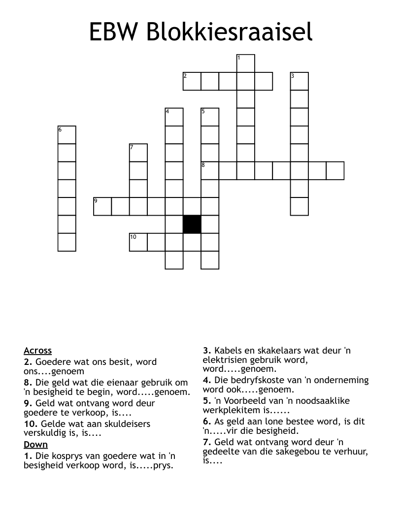 EBW Blokkiesraaisel Crossword