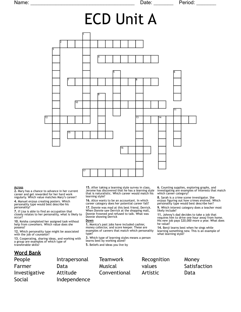 ECD Unit A Crossword