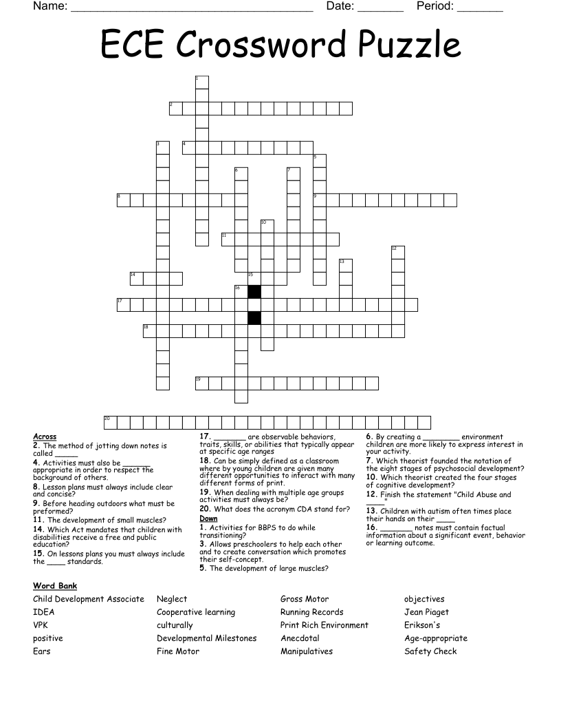 ECE Crossword Puzzle