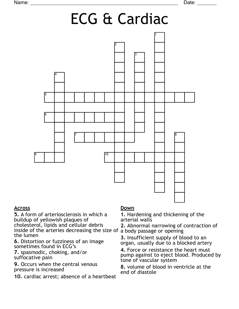 ECG & Cardiac  Crossword