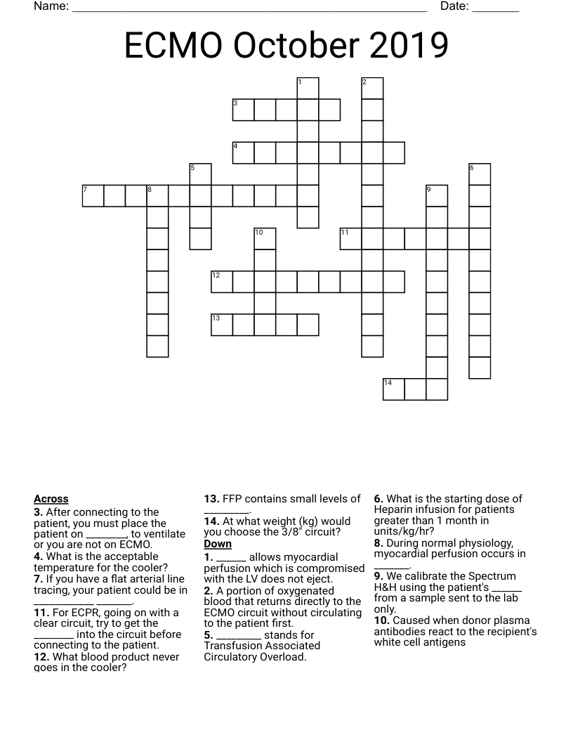 ECMO October 2019 Crossword