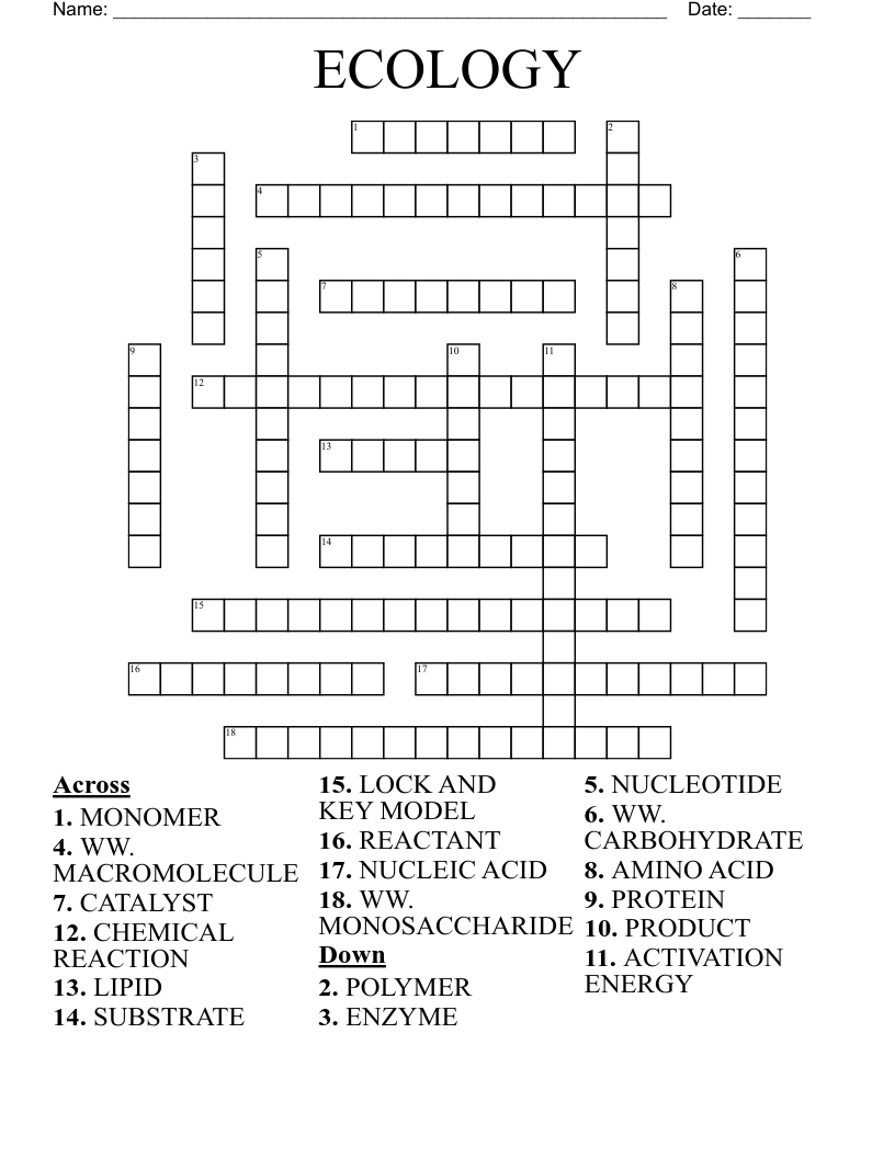 ECOLOGY Crossword