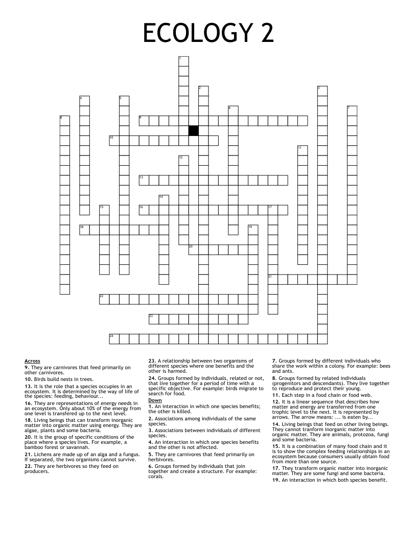 ECOLOGY 2 Crossword