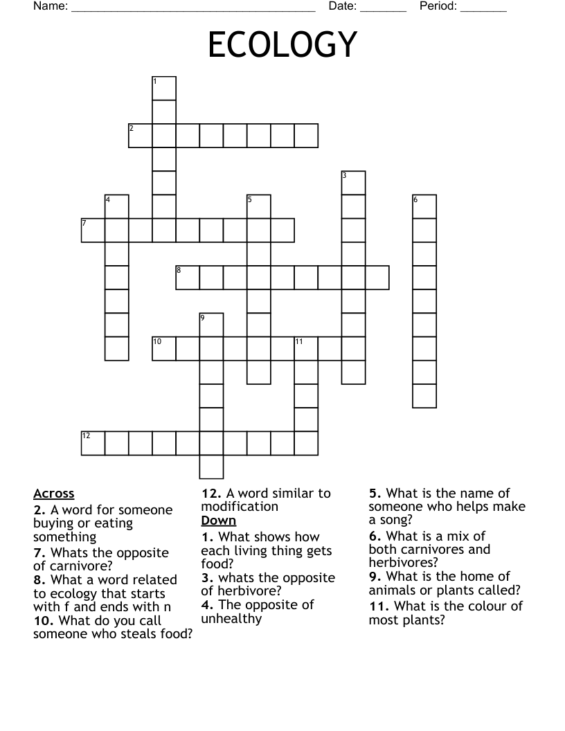ECOLOGY Crossword
