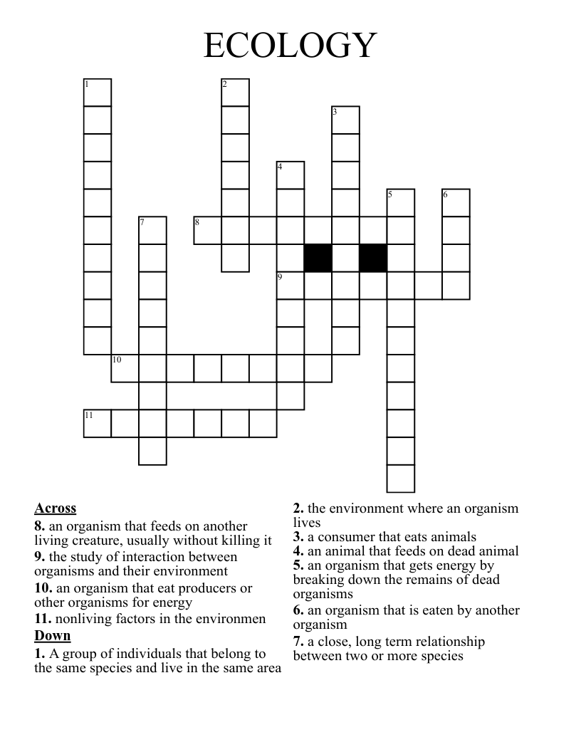 ECOLOGY Crossword