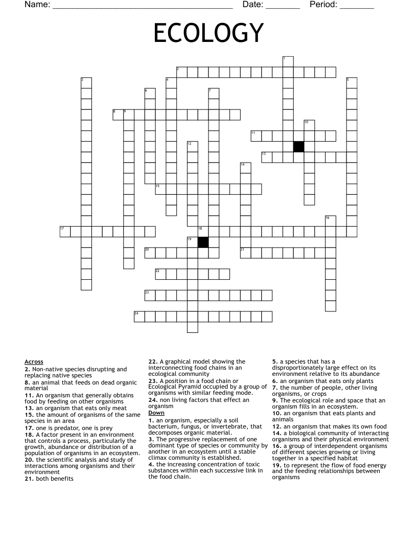 ECOLOGY Crossword