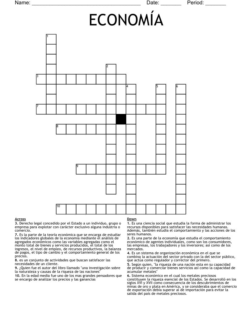 ECONOMÍA Crossword