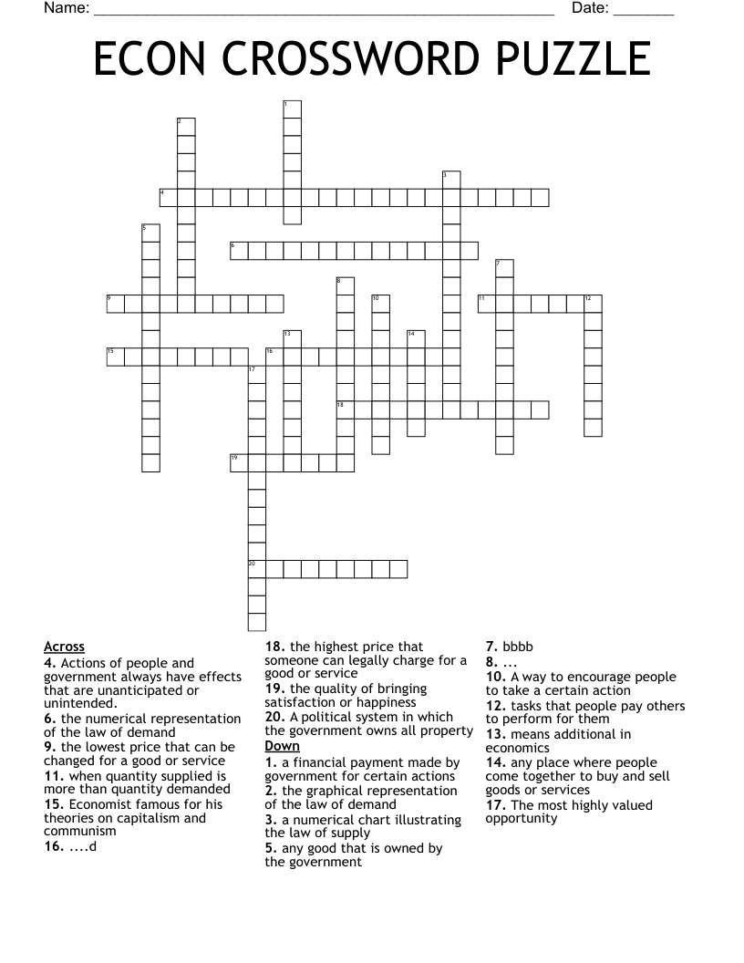 ECON CROSSWORD PUZZLE
