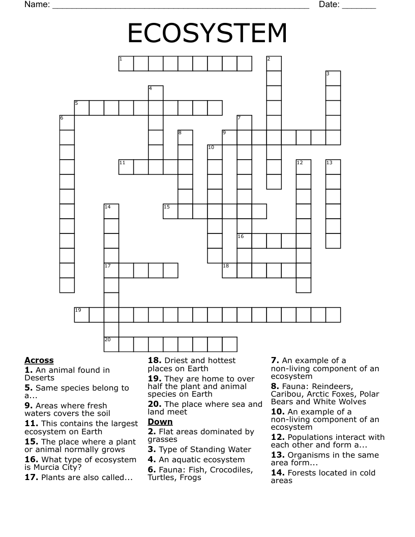 ECOSYSTEM Crossword