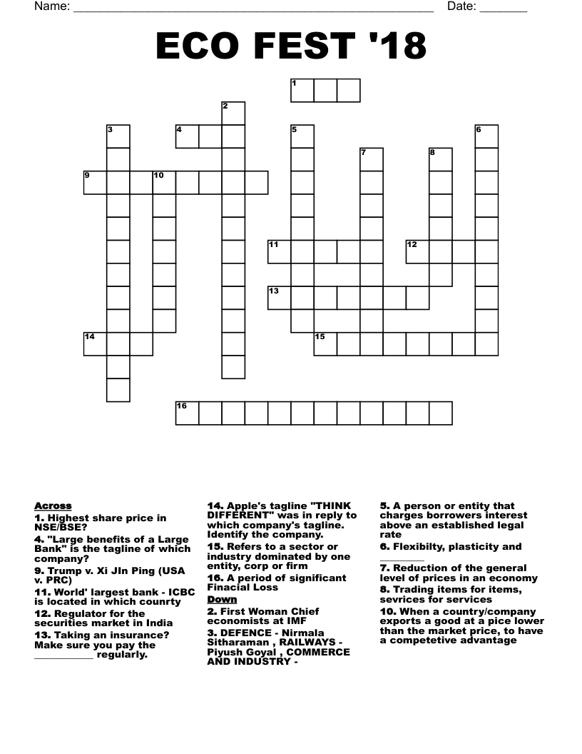 ECO FEST '18 Crossword