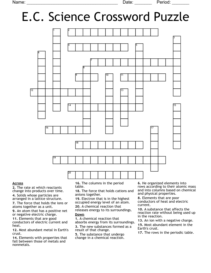 E.C. Science Crossword Puzzle