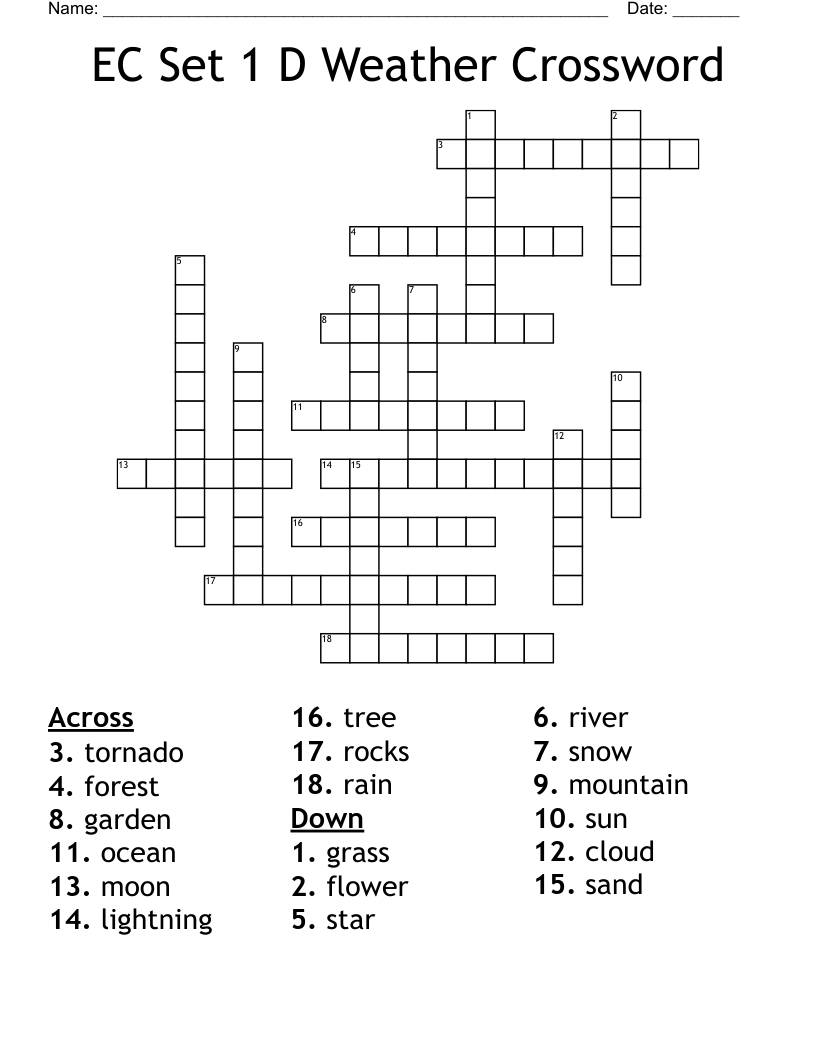 EC Set 1 D  Weather Crossword