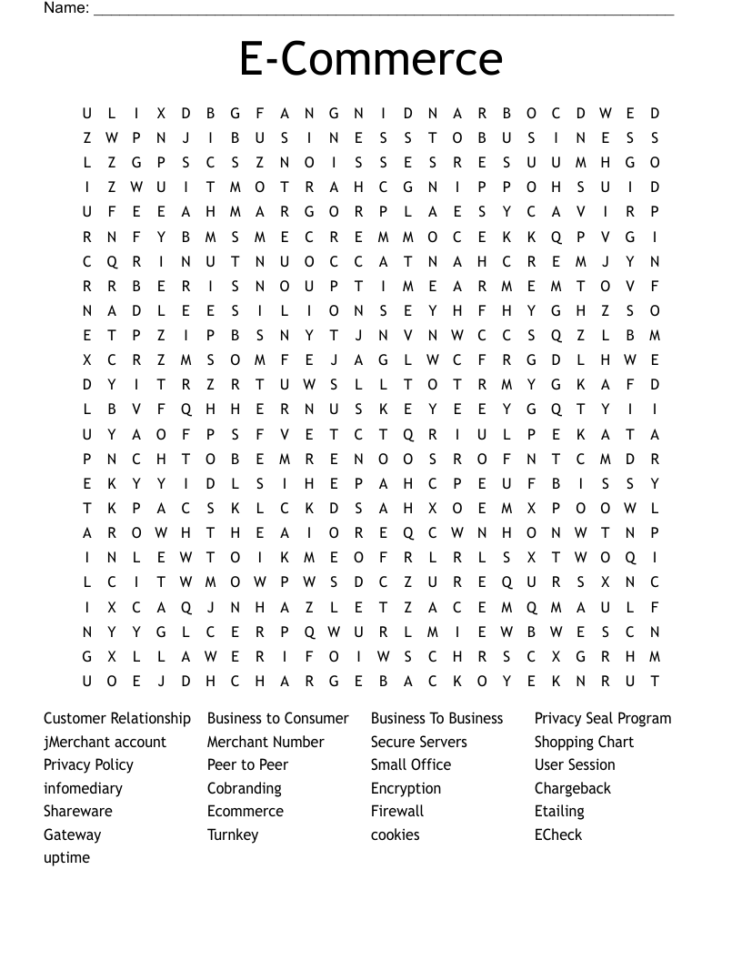 E-Commerce Word Search