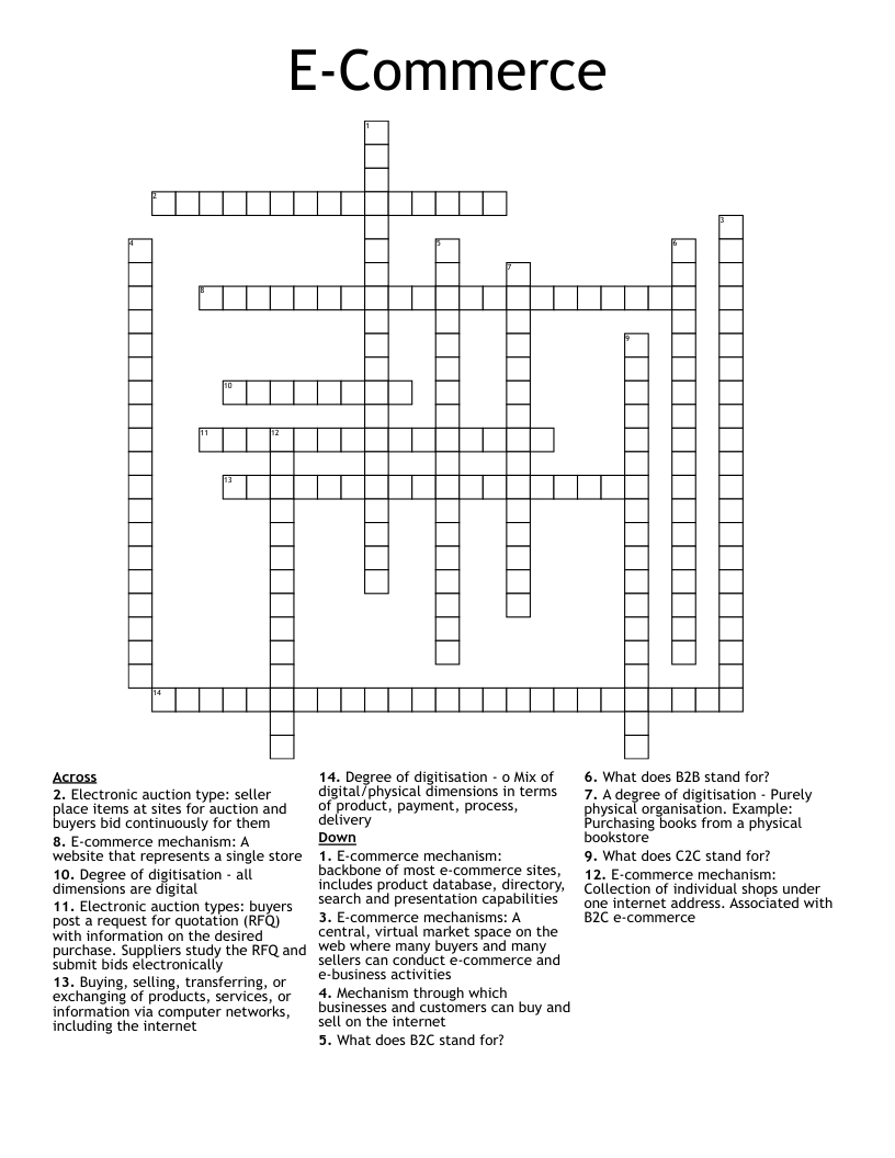 E-Commerce Crossword