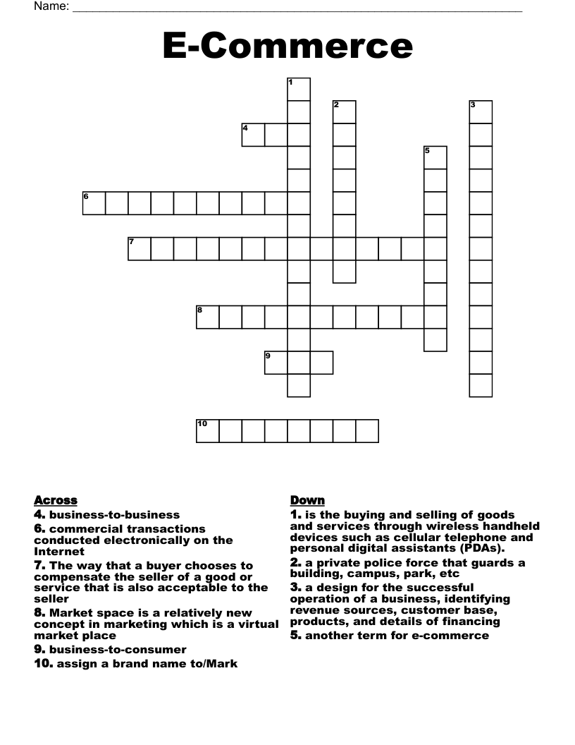 E-Commerce Crossword